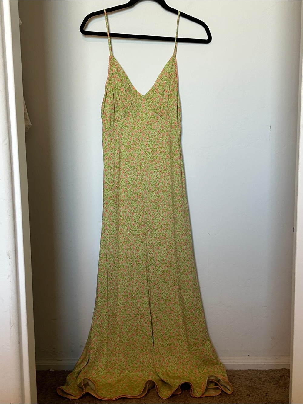 Topshop Lime Green Floral Slip Maxi Dress